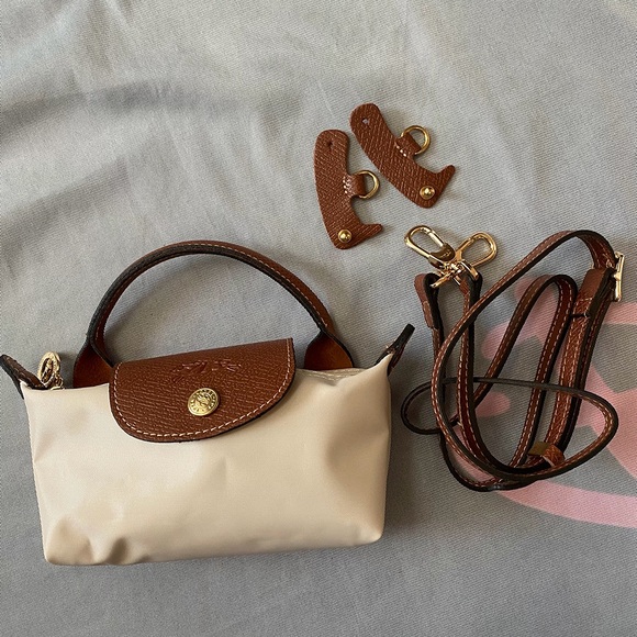 Longchamp Handbags - Longchamp Le Pliage Short Handle Bag Beige Womens